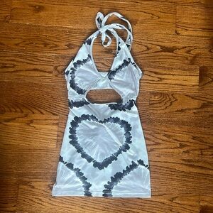 Shein Tie Dye Pattern Halter Tie Cut Out Mini Summer Dress
